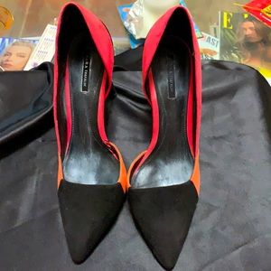 Zara multi colored suede heels